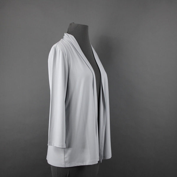 Bob Mackie Sz S Gray Collared Long Sleeve Draped Polyester Spandex Jacket Wrap
