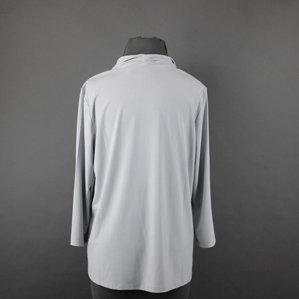 Bob Mackie Sz S Gray Collared Long Sleeve Draped Polyester Spandex Jacket Wrap