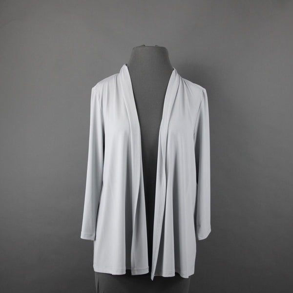 Bob Mackie Sz S Gray Collared Long Sleeve Draped Polyester Spandex Jacket Wrap