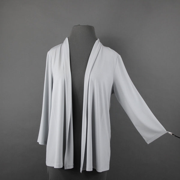 Bob Mackie Sz S Gray Collared Long Sleeve Draped Polyester Spandex Jacket Wrap