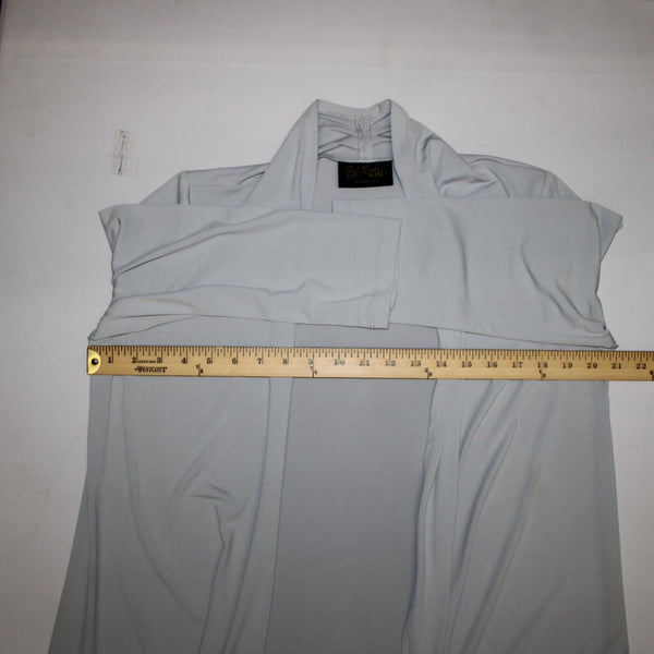 Bob Mackie Sz S Gray Collared Long Sleeve Draped Polyester Spandex Jacket Wrap