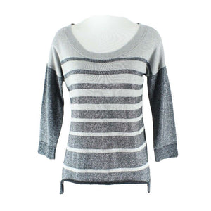 American Eagle Sz SP Gray Black Silver Metallic Stripe Cotton Poly Blend Top