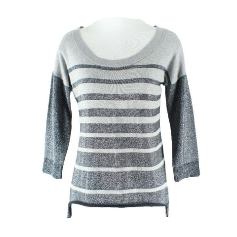 American Eagle Sz SP Gray Black Silver Metallic Stripe Cotton Poly Blend Top