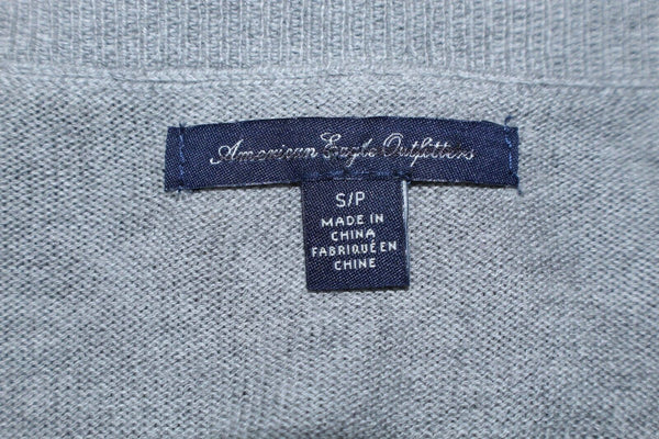 American Eagle Sz SP Gray Black Silver Metallic Stripe Cotton Poly Blend Top