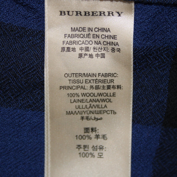 Burberry Brit Top Sz P Blue Black Plaid Buttons Pockets 100% Wool Top