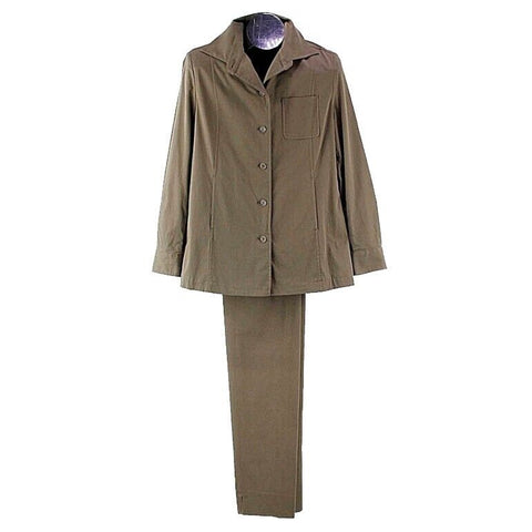 Faconnable Sz S / Sz 4 27 x 31 Olive Cotton Spandex Blend Pant Suit
