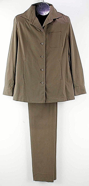 Faconnable Sz S / Sz 4 27 x 31 Olive Cotton Spandex Blend Pant Suit