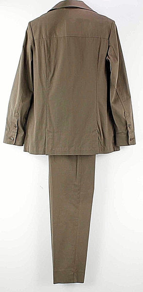 Faconnable Sz S / Sz 4 27 x 31 Olive Cotton Spandex Blend Pant Suit