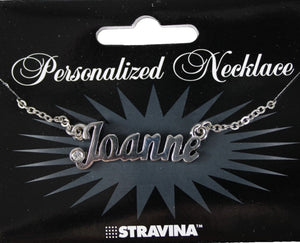 JOANNE NEW Name Silvertone Rhinestone 14.5" w 4.5" Multi Ring Extender Necklace