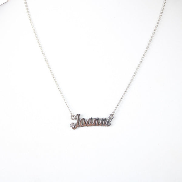 JOANNE NEW Name Silvertone Rhinestone 14.5" w 4.5" Multi Ring Extender Necklace