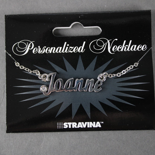 JOANNE NEW Name Silvertone Rhinestone 14.5" w 4.5" Multi Ring Extender Necklace