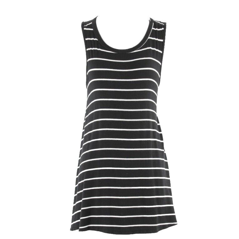 Acemi Sz S Black White Stripes Asymmetrical Knit Rayon Spandex Top