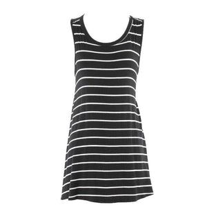 Acemi Sz S Black White Stripes Asymmetrical Knit Rayon Spandex Top
