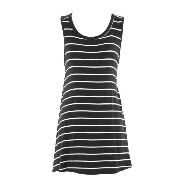 Acemi Sz S Black White Stripes Asymmetrical Knit Rayon Spandex Top