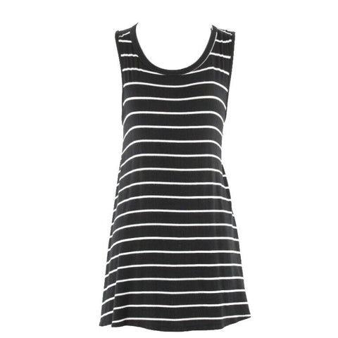 Acemi Sz S Black White Stripes Asymmetrical Knit Rayon Spandex Top