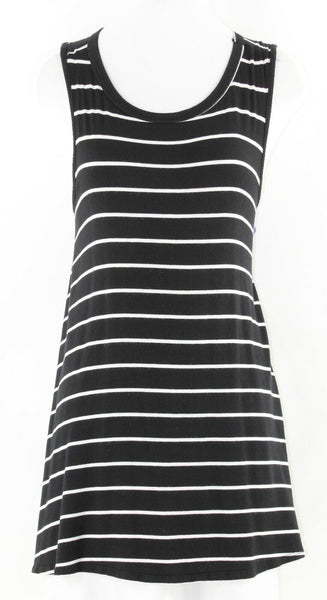 Acemi Sz S Black White Stripes Asymmetrical Knit Rayon Spandex Top