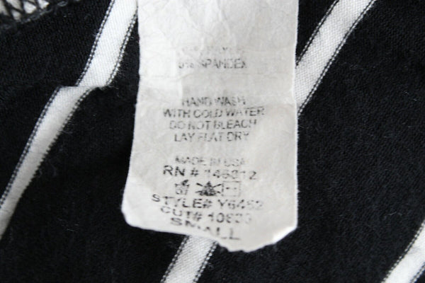 Acemi Sz S Black White Stripes Asymmetrical Knit Rayon Spandex Top