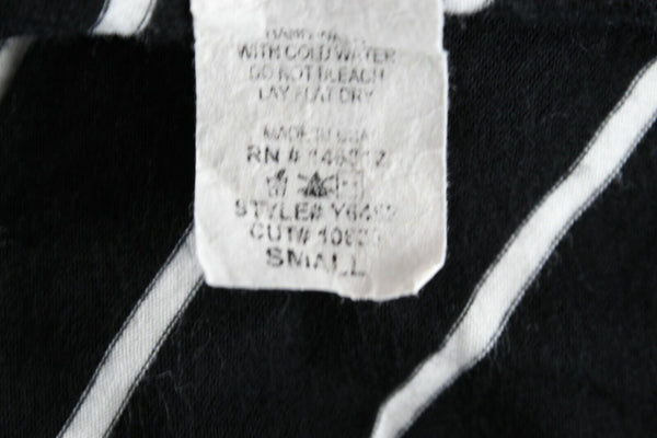 Acemi Sz S Black White Stripes Asymmetrical Knit Rayon Spandex Top