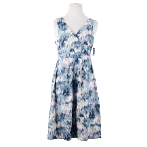 Eddie Bauer NEW $99 Sz S Dust Dindgo Blue Peach Pockets Polyester Spandex Dress