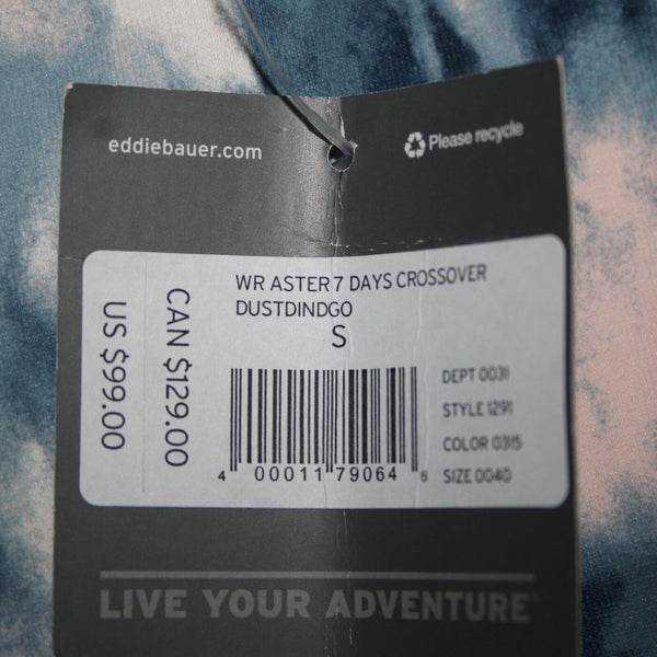 Eddie Bauer NEW $99 Sz S Dust Dindgo Blue Peach Pockets Polyester Spandex Dress