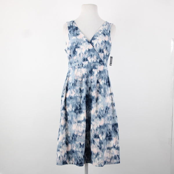 Eddie Bauer NEW $99 Sz S Dust Dindgo Blue Peach Pockets Polyester Spandex Dress