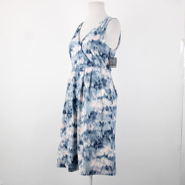 Eddie Bauer NEW $99 Sz S Dust Dindgo Blue Peach Pockets Polyester Spandex Dress
