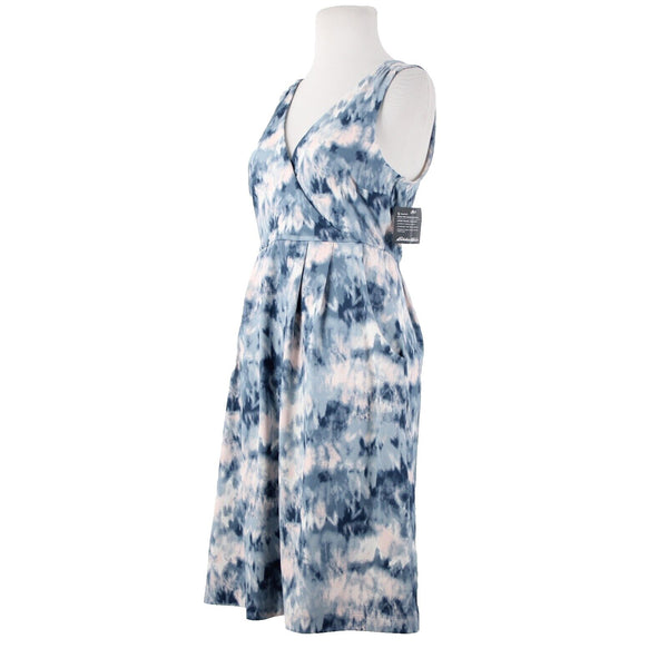 Eddie Bauer NEW $99 Sz S Dust Dindgo Blue Peach Pockets Polyester Spandex Dress