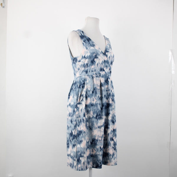 Eddie Bauer NEW $99 Sz S Dust Dindgo Blue Peach Pockets Polyester Spandex Dress