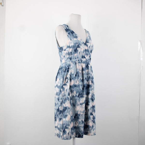 Eddie Bauer NEW $99 Sz S Dust Dindgo Blue Peach Pockets Polyester Spandex Dress