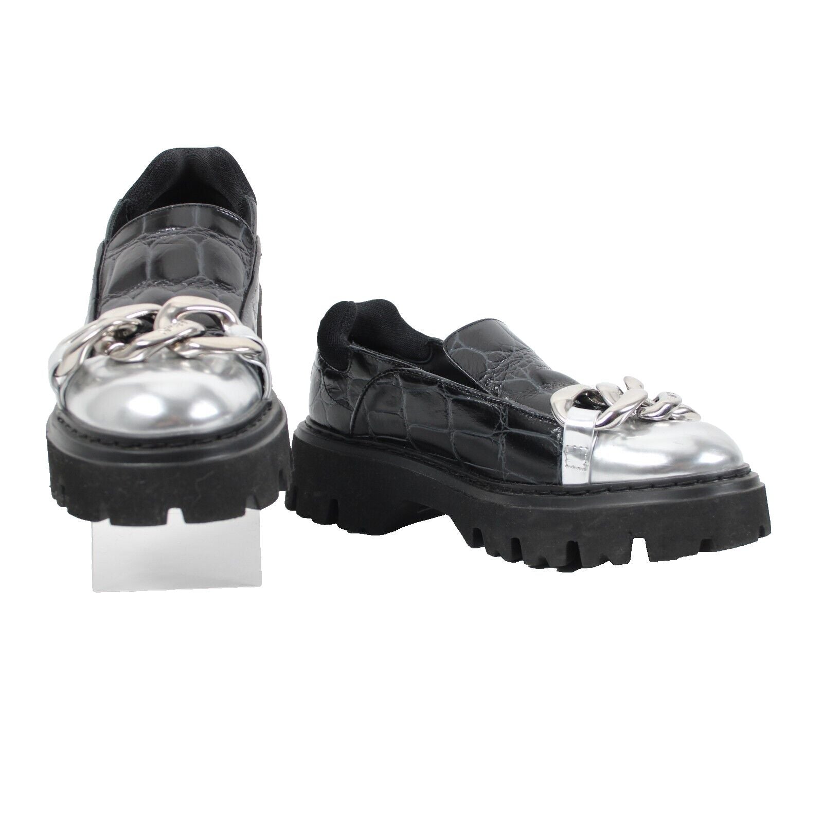No 21 Trainer Sz Sz 40 Black Silver Crocodile Upper Leather 2" Loafers