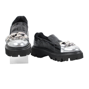 No 21 Trainer Sz Sz 40 Black Silver Crocodile Upper Leather 2" Loafers