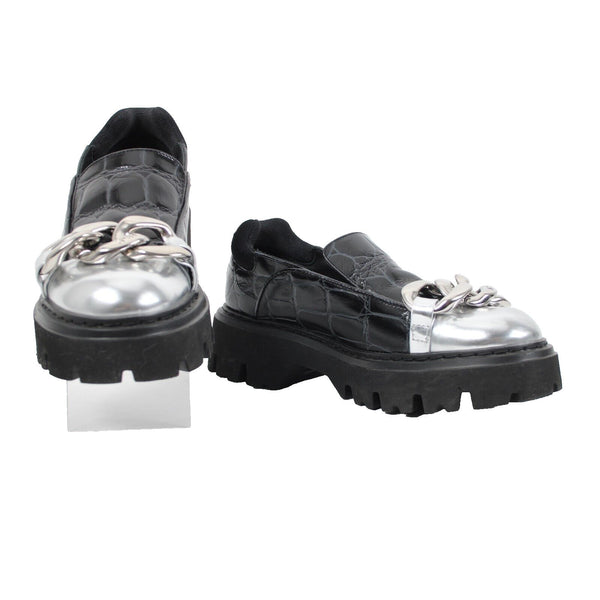 No 21 Trainer Sz Sz 40 Black Silver Crocodile Upper Leather 2" Loafers