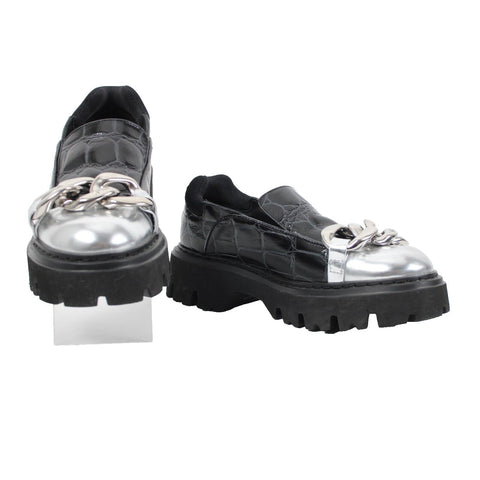 No 21 Trainer Sz Sz 40 Black Silver Crocodile Upper Leather 2" Loafers