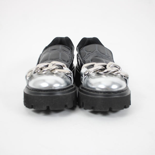 No 21 Trainer Sz Sz 40 Black Silver Crocodile Upper Leather 2" Loafers