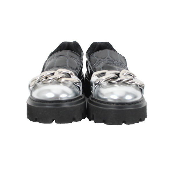 No 21 Trainer Sz Sz 40 Black Silver Crocodile Upper Leather 2" Loafers