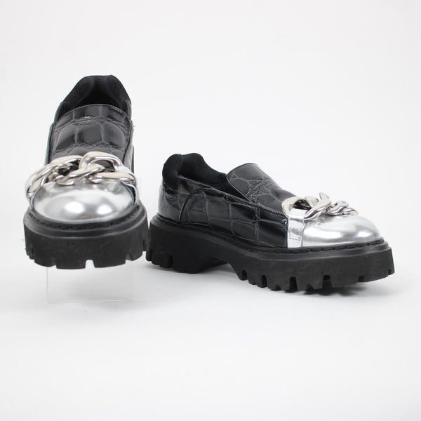 No 21 Trainer Sz Sz 40 Black Silver Crocodile Upper Leather 2" Loafers