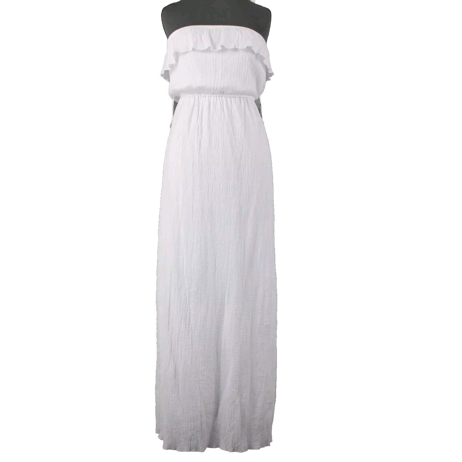Trixxi NEW $29 Sz S White Lined Ruffle Pull Over 100% Cotton Polyester Dress