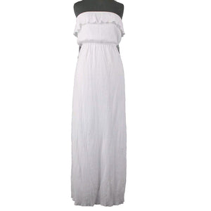 Trixxi NEW $29 Sz S White Lined Ruffle Pull Over 100% Cotton Polyester Dress