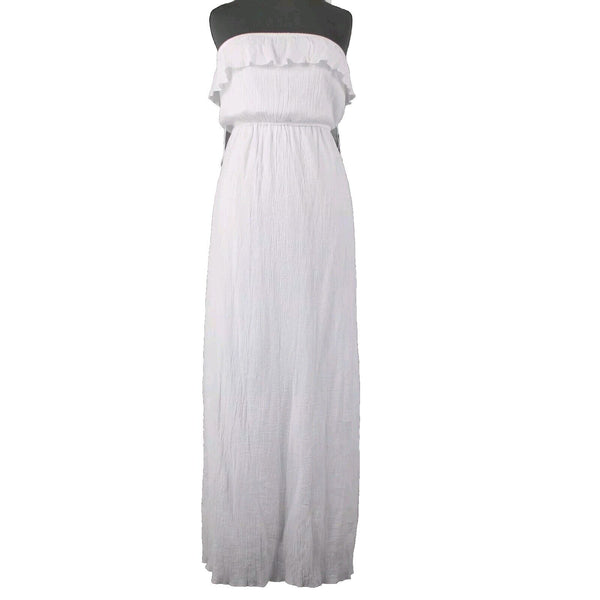 Trixxi NEW $29 Sz S White Lined Ruffle Pull Over 100% Cotton Polyester Dress