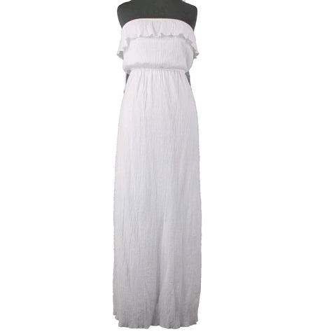 Trixxi NEW $29 Sz S White Lined Ruffle Pull Over 100% Cotton Polyester Dress
