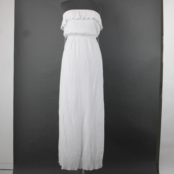Trixxi NEW $29 Sz S White Lined Ruffle Pull Over 100% Cotton Polyester Dress