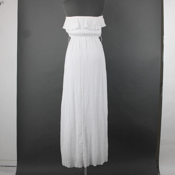Trixxi NEW $29 Sz S White Lined Ruffle Pull Over 100% Cotton Polyester Dress