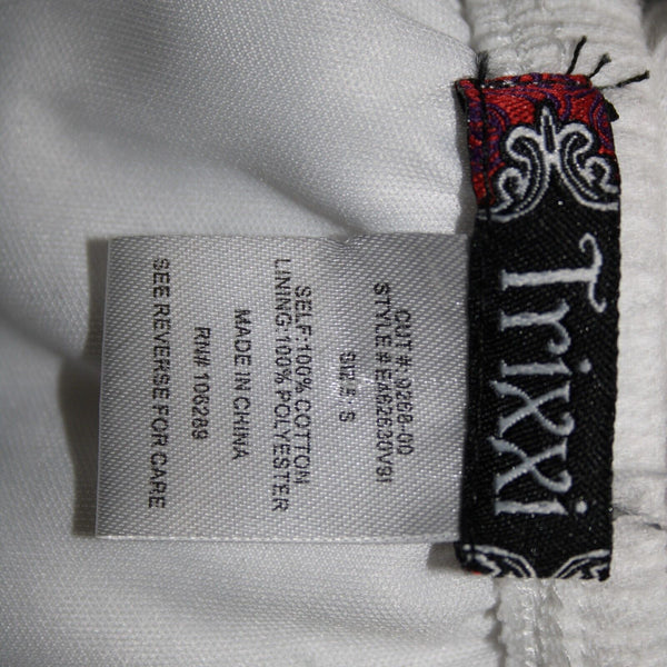 Trixxi NEW $29 Sz S White Lined Ruffle Pull Over 100% Cotton Polyester Dress
