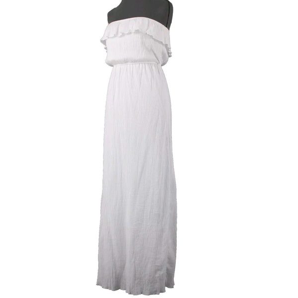 Trixxi NEW $29 Sz S White Lined Ruffle Pull Over 100% Cotton Polyester Dress