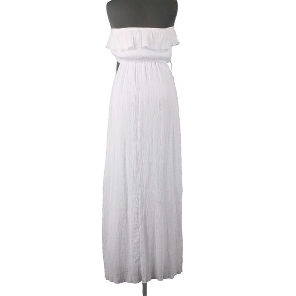 Trixxi NEW $29 Sz S White Lined Ruffle Pull Over 100% Cotton Polyester Dress