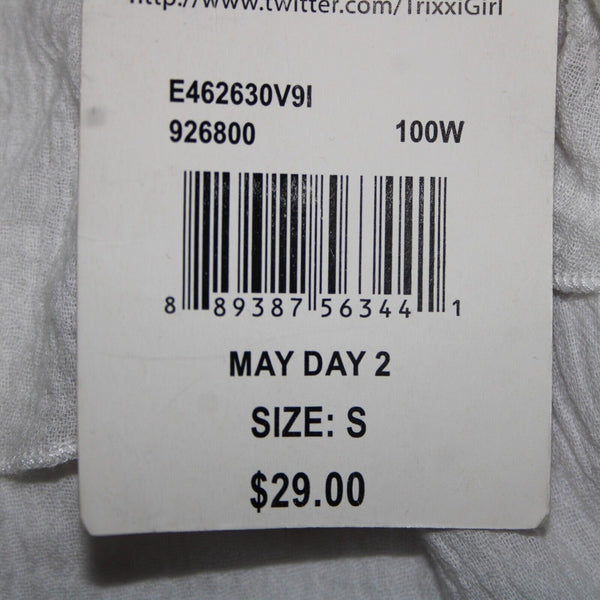 Trixxi NEW $29 Sz S White Lined Ruffle Pull Over 100% Cotton Polyester Dress