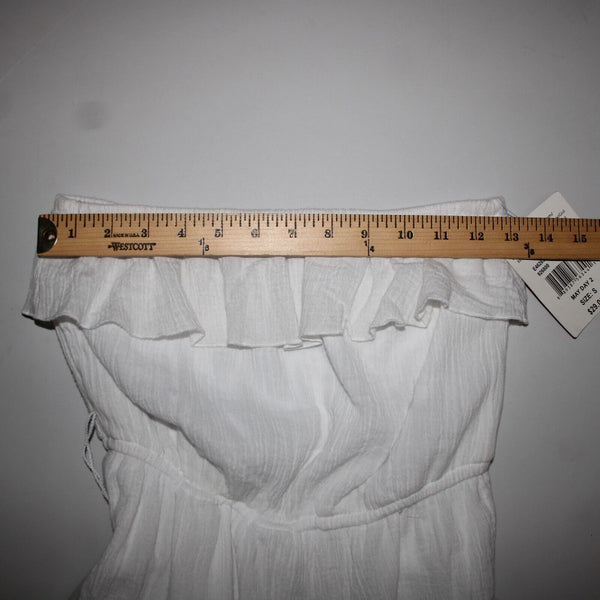 Trixxi NEW $29 Sz S White Lined Ruffle Pull Over 100% Cotton Polyester Dress