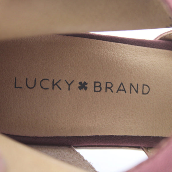 Lucky Brand Booties Sz 9.5 M Burgundy Red Zipper Closed Toe Leather Booties