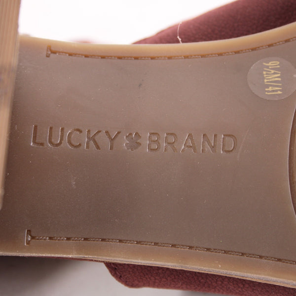 Lucky Brand Booties Sz 9.5 M Burgundy Red Zipper Closed Toe Leather Booties