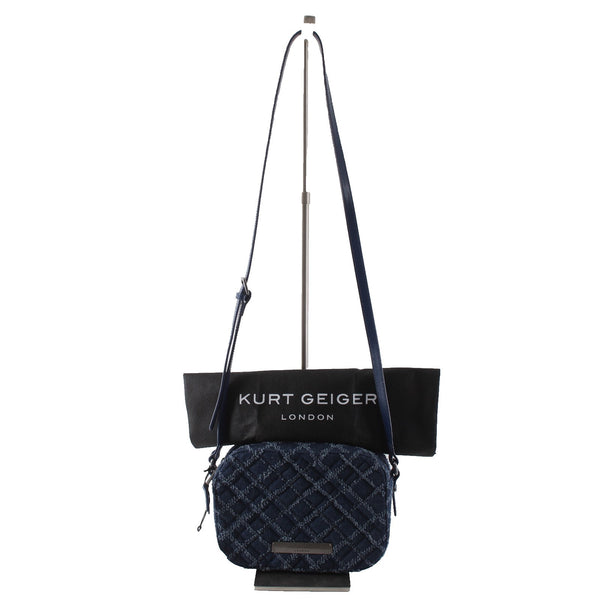 Kurt Geiger Purse NEW 9 x 6 x 2 Blue Denim Quilted Crossbody Fabric Purse